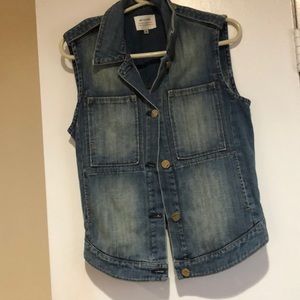 Denim distressed vest